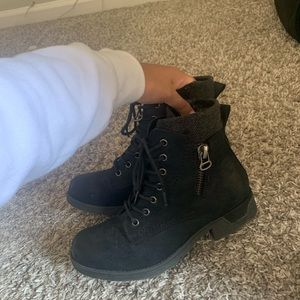 black combat boots